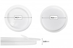 Plastični međupoklopac (PE) bele boje, visine 3,43 mm i prečnika 44,30 mm (mali prečnik: 39,60 mm) - 12 kom
