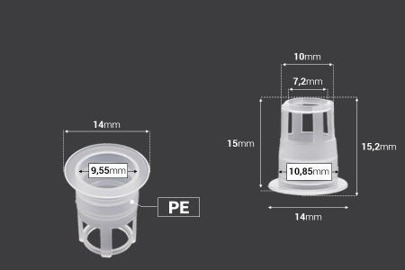 Plastični PE unutrašnji regulator toka prečnika 10,4 mm, za bočice sa grlom PP18 - 50 kom-2