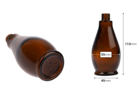 Staklena braon bočica 100mL, za etarsko ulje (PP18)-dimenzije_slike