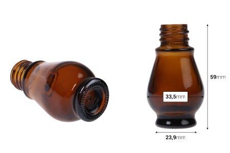 Staklena braon bočica 10mL, za etarsko ulje (PP18)-dimenzije_slike
