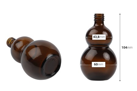 Staklena zaobljena braon bočica 100mL, za etarsko ulje (PP18)-dimenzije_slike
