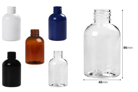 Plastična PET flašica 100mL u različitim bojama PP 24 - 12 kom-dimenzije_slike