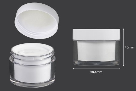 Teglica za kremu sa duplim dnom od 50mL sa zatvaračem i plastičnim međupoklopcem - 6 kom-dimenzije_slike