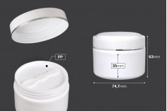 Plastična (PP) bela kutija 200mL sa zatvaračem, spatulom i plastičnim međupoklopcem - 12 kom
