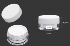Akrilna kutijica od 15mL sa međupoklopcem i plastičnim belim zatvaračem - 6 kom