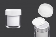 Akrilna bela kutijica 50mL sa međupoklopcem i plastičnim zatvaračem sa zaptivkom - 6 kom