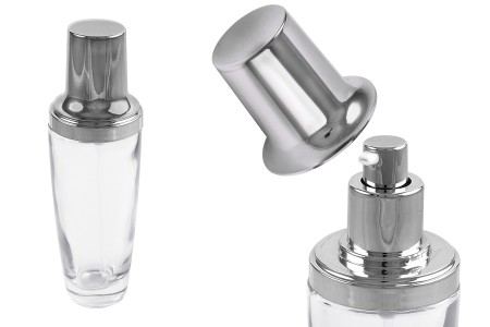 Staklena bočica 100mL za kreme, sa srebrnom pumpicom i zatvaračem-slika_proizvoda