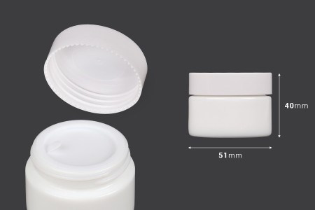 Staklena bela teglica za kreme 30mL sa belim plastičnim zatvaračem sa zaptivkom i međupoklopcem-2