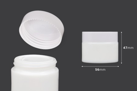 Staklena bela teglica za kreme 50mL, sa zatvaračem sa zaptivkom i međupoklopcem-2