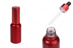 Staklena crvena bočica 30mL sa pipetom i zatvaračem