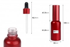 Staklena crvena bočica 30mL sa pipetom i zatvaračem