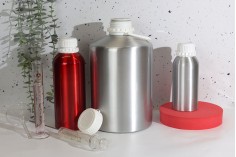 Crvena aluminijumska boca 1000mL, sa plastičnim čepom i navojnim zatvaračem
