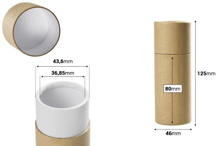 Cilindrična braon kartonska kutijica 46x125mm za bočice (bela iznutra) - 12 kom-2