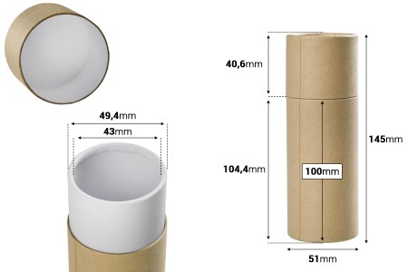 Cilindrična braon kartonska kutijica 51x145 mm za bočice (bela iznutra) - 12 kom-2