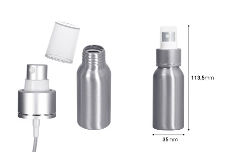 Aluminijumska boca 50mL sa sprejom i plastičnim zatvaračem - 10 kom-dimenzije_slike