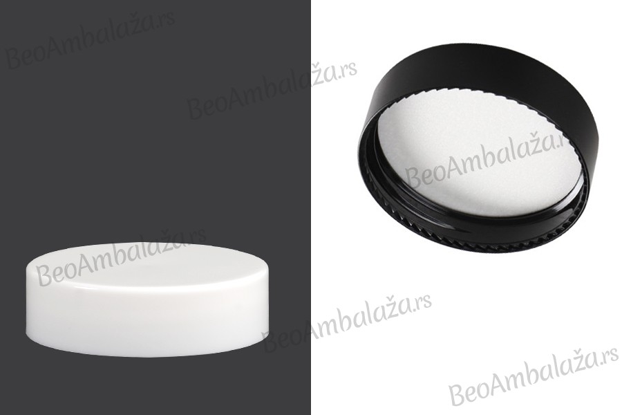 Plastični crni ili beli zatvarač sa unutrašnjom zaptivkom (lajnerom) za teglice od 30mL