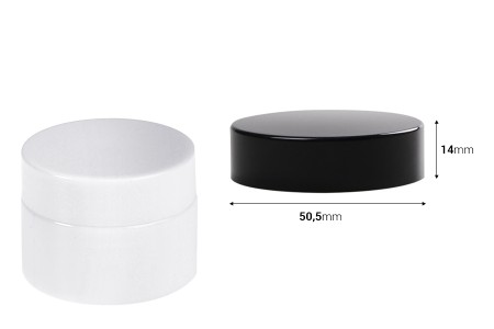 Plastični crni ili beli zatvarač sa unutrašnjom zaptivkom (lajnerom) za teglice od 30mL-dimenzije_slike
