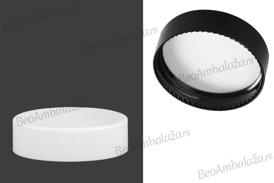 Plastični crni ili beli zatvarač sa unutrašnjom zaptivkom (lajnerom) za teglice od 50mL