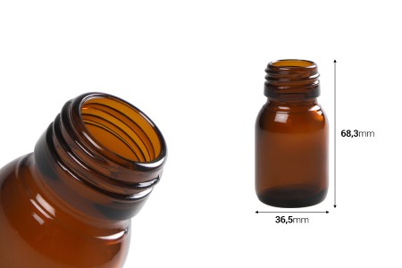 Staklena braon bočica 30mL (PP28)-dimenzije_slike
