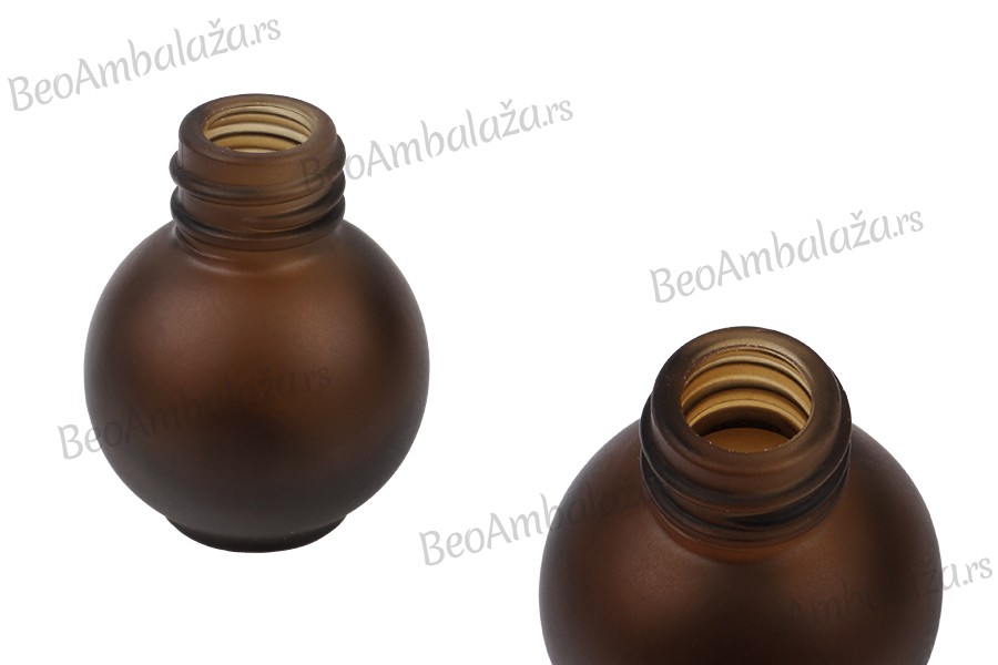 Peskirana okrugla braon staklena bočica 10mL, PP18 - bez zatvarača