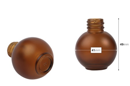 Okrugla staklena bočica od 20mL, od karamel braon peskiranog stakla-dimenzije_slike