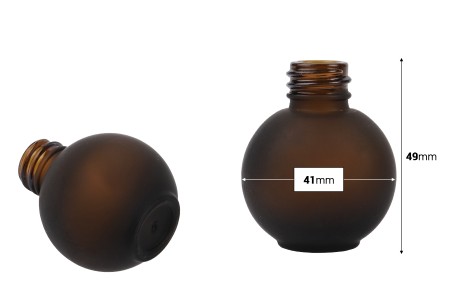 Peskirana okrugla braon staklena bočica 20mL, PP18 - bez zatvarača-dimenzije_slike