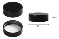Crni plastični zatvarač sa unutrašnjom zaptivkom, za teglice od 50mL