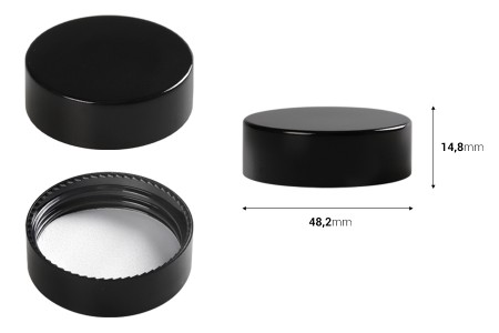 Crni plastični zatvarač sa unutrašnjom zaptivkom, za teglice od 50mL-dimenzije_slike