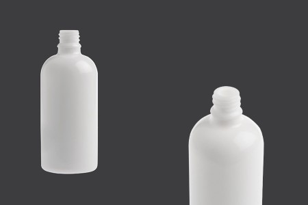 Bela staklena bočica za etarska ulja 100mL, sa grlom PP18 - bez zatvarača-1