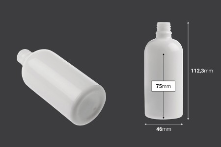Bela staklena bočica za etarska ulja 100mL, sa grlom PP18 - bez zatvarača-2