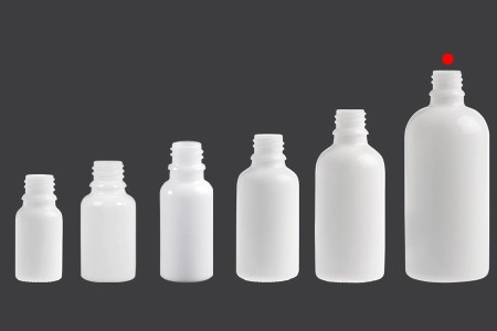 Bela staklena bočica za etarska ulja 100mL, sa grlom PP18 - bez zatvarača-7