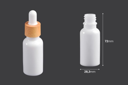 Bela staklena bočica za etarska ulja 20mL, sa grlom PP18 - bez zatvarača-2