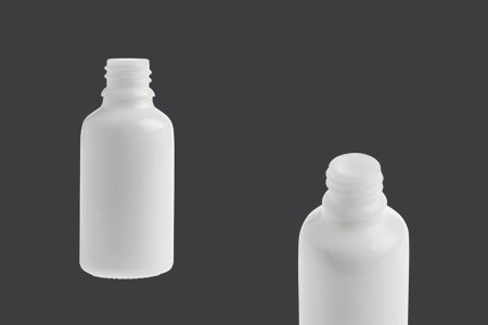 Bela staklena bočica za etarska ulja 30mL, sa grlom PP18 - bez zatvarača-1