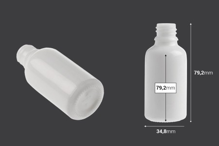 Bela staklena bočica za etarska ulja 30mL, sa grlom PP18 - bez zatvarača-2