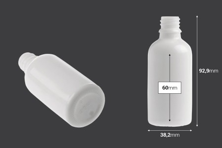 Bela staklena bočica za etarska ulja 50mL, sa grlom PP18 - bez zatvarača-2