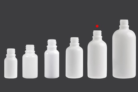 Bela staklena bočica za etarska ulja 50mL, sa grlom PP18 - bez zatvarača-7