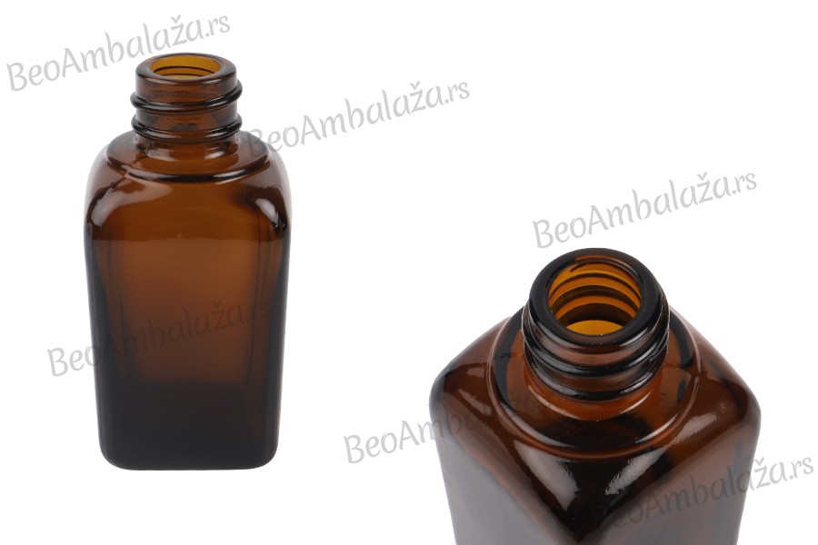 Staklena karamel bočica za etarska ulja 20mL, sa grlom PP18
