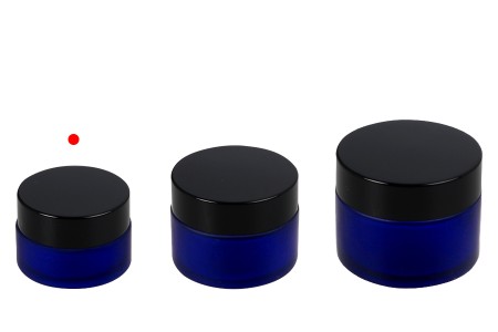 Teglica od plavog peskiranog stakla sa međupoklopcem i plastičnim zatvaračem 20mL-grupa_slika