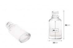 Staklena ovalna providna bočica za etarska ulja 10mL, sa grlom PP18