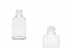 Staklena ovalna providna bočica za etarska ulja 20mL, sa grlom PP18