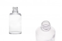 Staklena ovalna providna bočica za etarska ulja 30mL, sa grlom PP18