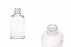Staklena ovalna providna bočica za etarska ulja 30mL, sa grlom PP18