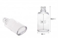 Staklena ovalna providna bočica za etarska ulja 30mL, sa grlom PP18