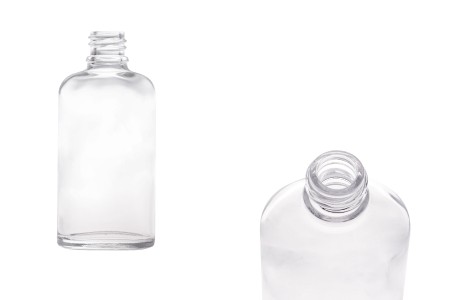 Staklena ovalna providna bočica za etarska ulja 50mL, sa grlom PP18-slika_proizvoda