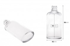 Staklena ovalna providna bočica za etarska ulja 50mL, sa grlom PP18