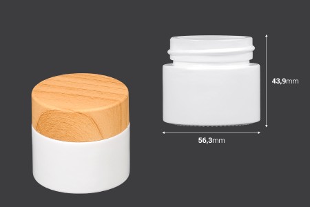 Staklena teglica za kreme 50mL u beloj boji - bez zatvarača-dimenzije_slike