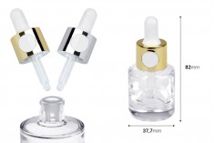 Staklena bočica 15mL sa zlatnom ili srebrnom pipetom na klik i drenažnim elementom