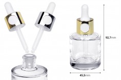 Staklena bočica 30mL sa zlatnom ili srebrnom pipetom na klik i drenažnim elementom