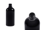 Staklena crna bočica za etarska ulja 100mL, sa grlom PP18