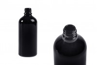 Crna staklena bočica za etarska ulja 100mL, sa grlom PP18 - bez zatvarača